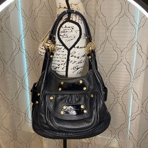 B. Makowsky Butter Soft Black Leather Shoulder Purse